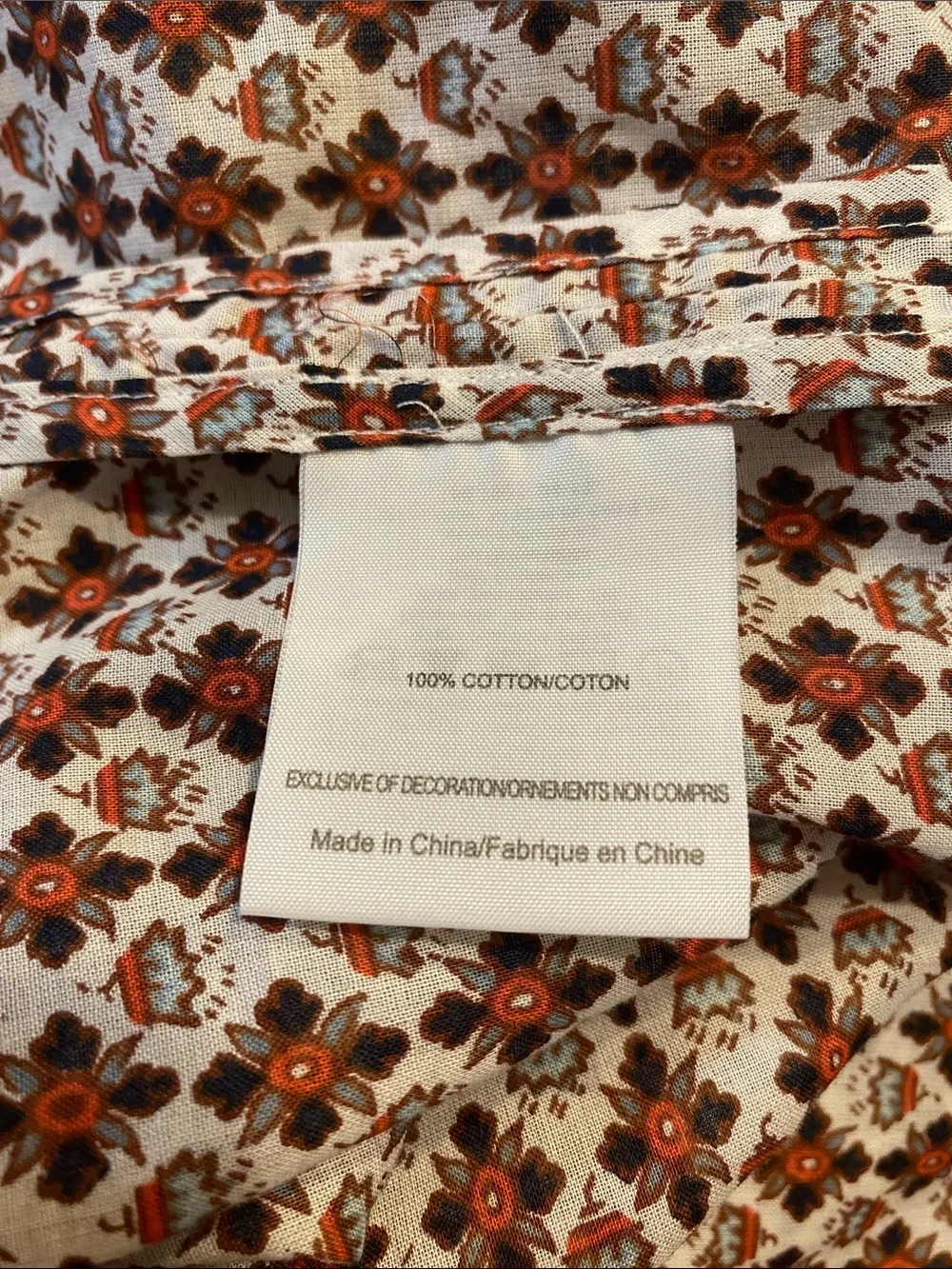 Tory Burch brown floral embroidered trim print cotton tunic